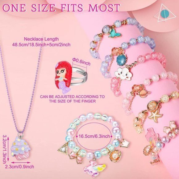 New 18 Pcs Kids Jewelry for Girls Necklaces Bracelets and Rings Set with… main image 4